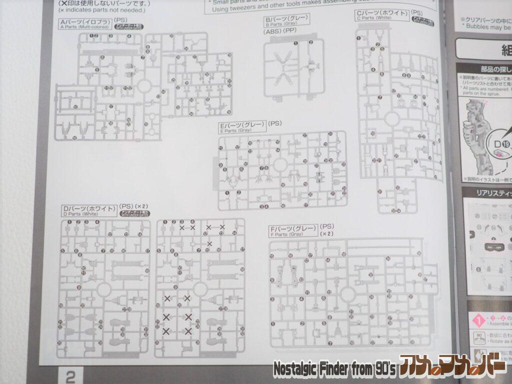  RG クロスボーン・ガンダムX1 パーツリスト（部品図）01