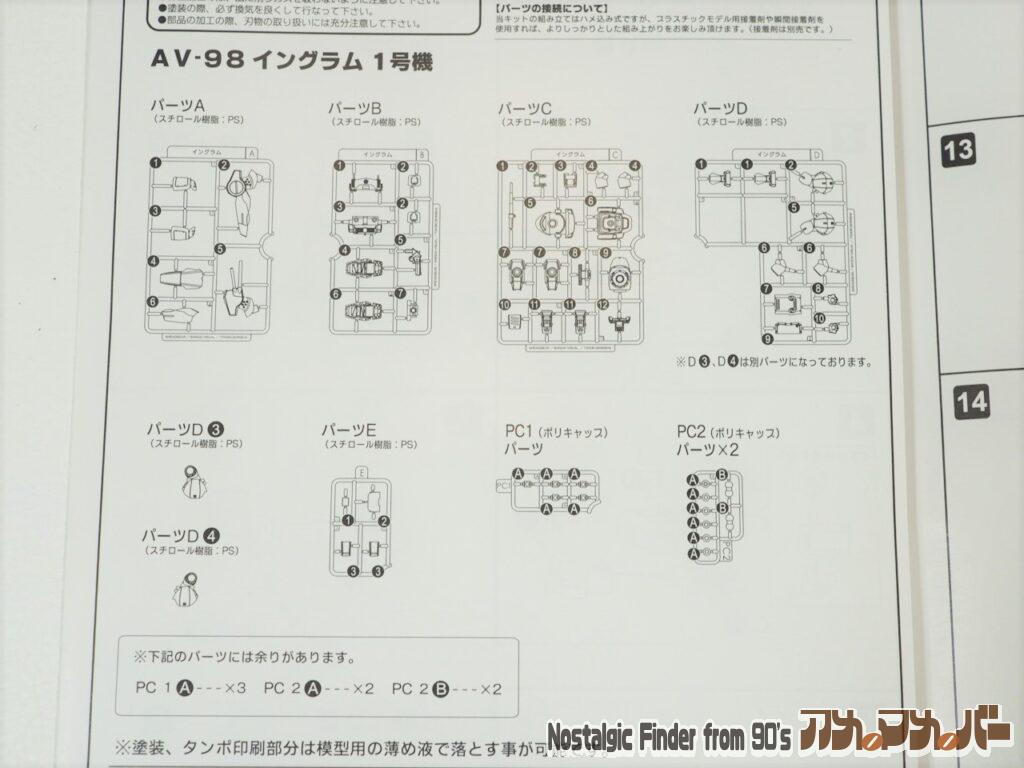 コトブキヤ Dスタイル イングラム1号機 パーツリスト