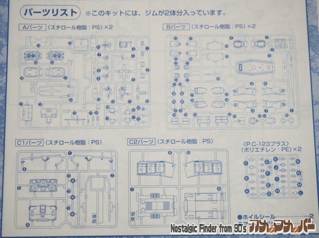 1/144 ガンダム・ザ・ライド限定版ジム 部品図