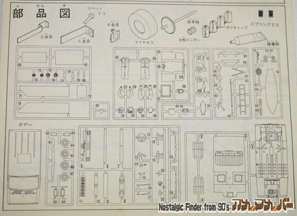 1/20 ホンダライフ・ステップ バン・アメリカン 部品図