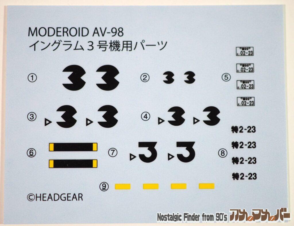 予約特典 イングラム3号機用パーツ デカール