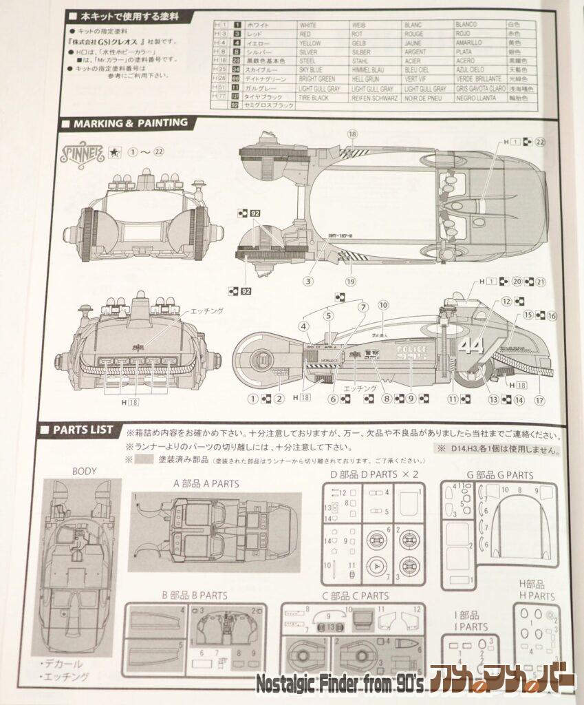 1/24 SPINNER 塗装図&部品図