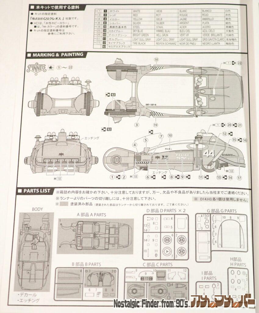 1/24 SPINNER 塗装図＆部品図