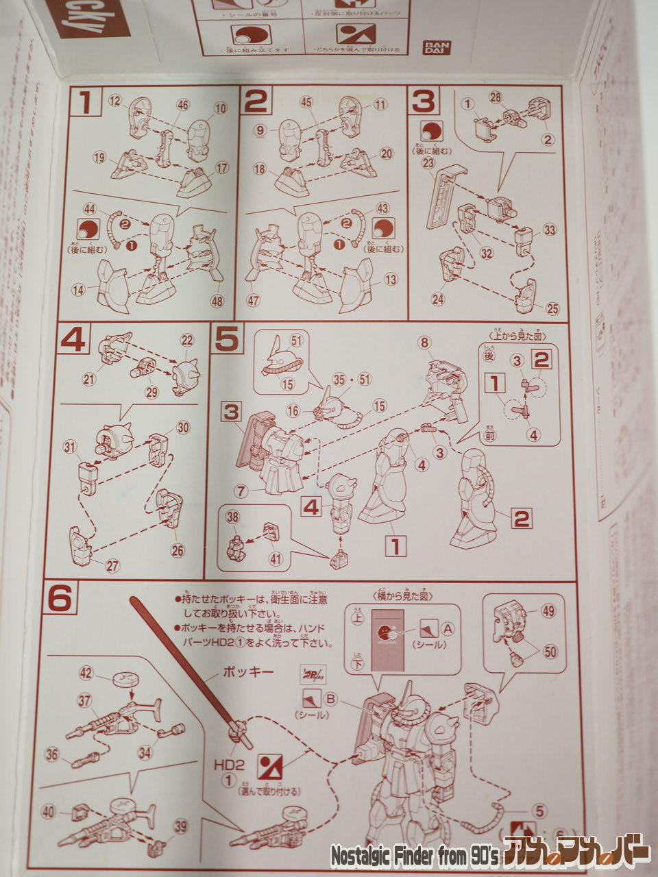 ポッキーガンプラ 1/144 ザク 説明書(箱裏)